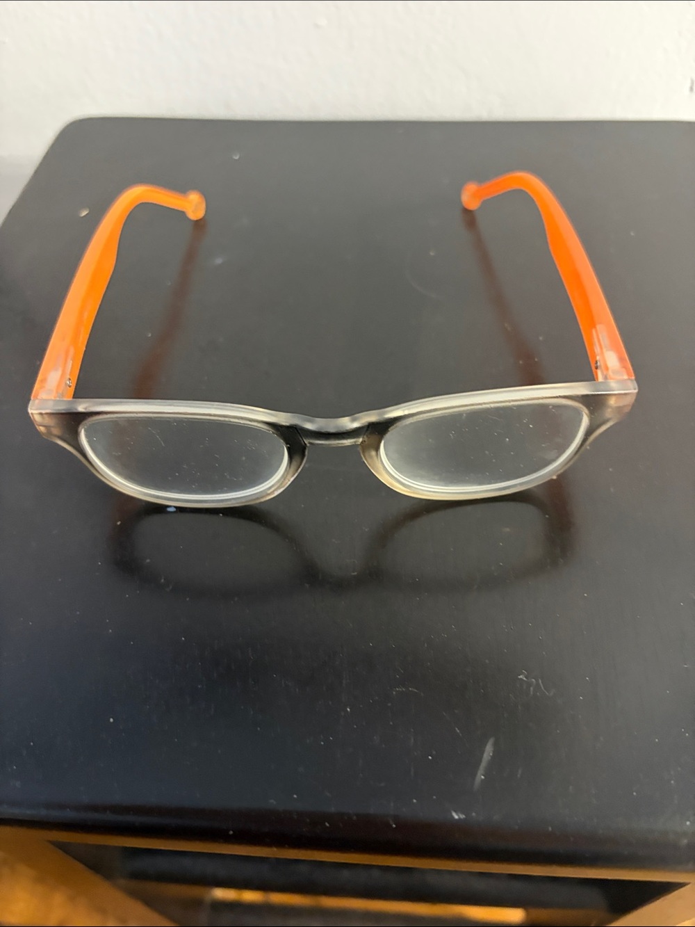Women's Clear Frame Glasses with Orange Temples 1.50 script